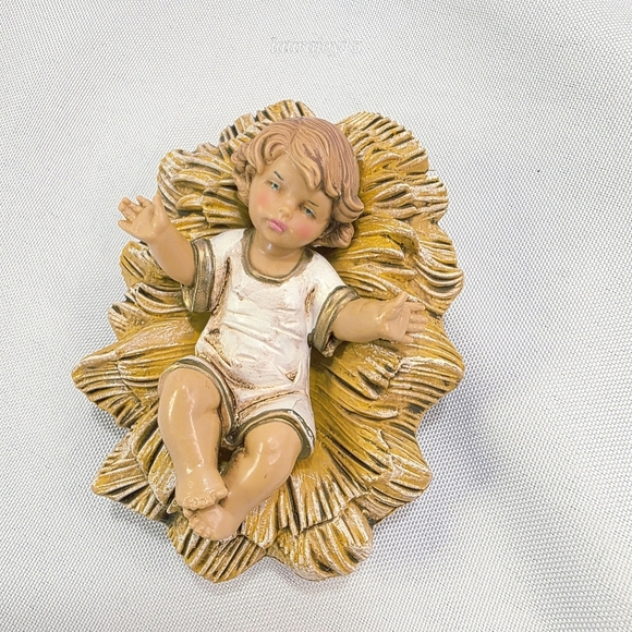 Fontanini Baby Jesus With Cradle Figure Rare Resin 2 Piece 4 Inch 1993 - Picture 9 of 9